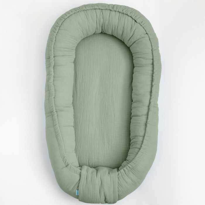 Cosulet bebelus, New Baby, Baby Nest 80 x 50 cm, Din muselina, Salvia [4]