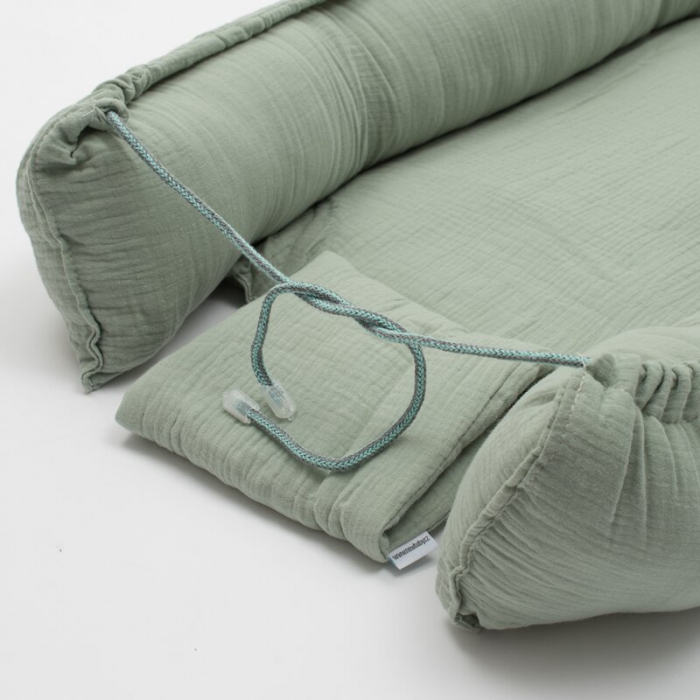 Cosulet bebelus, New Baby, Baby Nest 80 x 50 cm, Din muselina, Salvia [6]