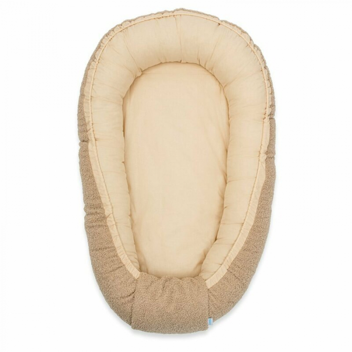 Cosulet bebelus, New Baby, Baby Nest, 80x50 cm, bumbac 100%, Tesatura teddy, Dark Beige [3]