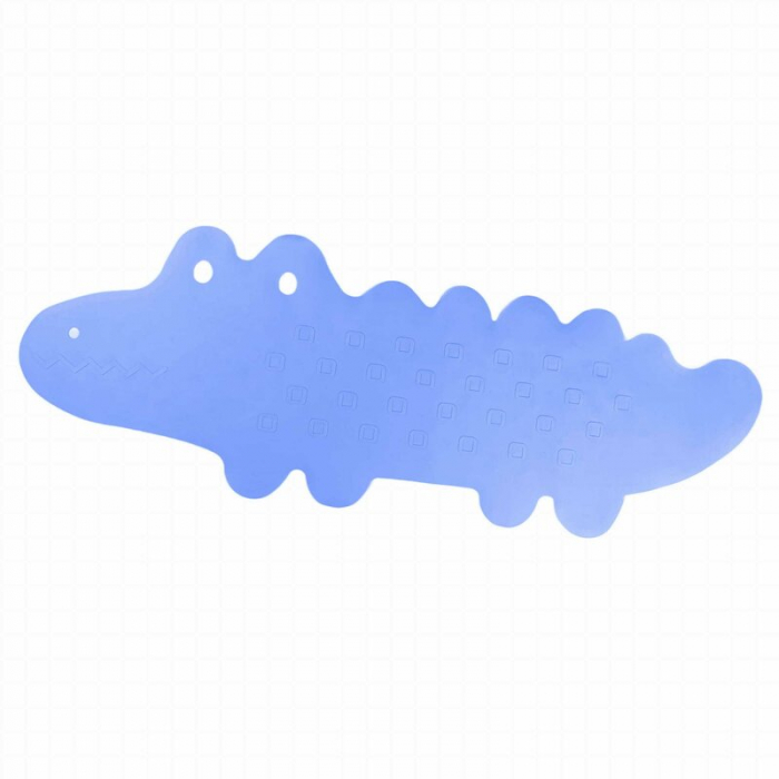 Covoras de baie, Bocioland, Antiderapant, Cu ventuze, Silicon, 33 x 90 cm, Crocodile Blue [2]