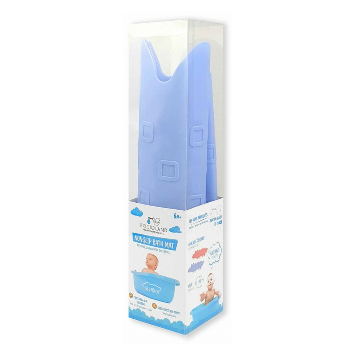 Covoras de baie, Bocioland, Antiderapant, Cu ventuze, Silicon, 33 x 90 cm, Crocodile Blue [5]
