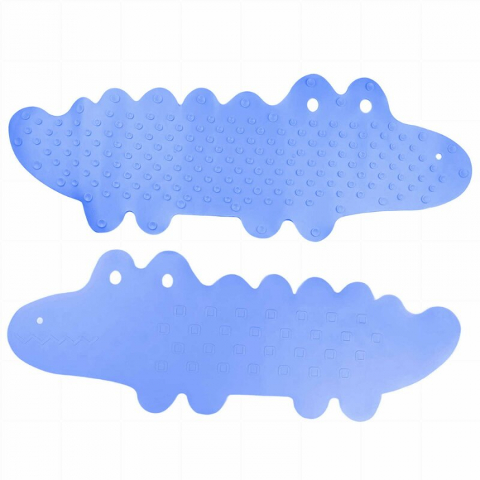 Covoras de baie, Bocioland, Antiderapant, Cu ventuze, Silicon, 33 x 90 cm, Crocodile Blue [3]