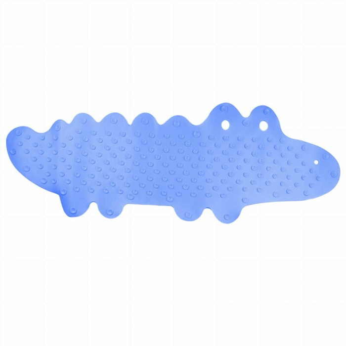 Covoras de baie, Bocioland, Antiderapant, Cu ventuze, Silicon, 33 x 90 cm, Crocodile Blue [4]
