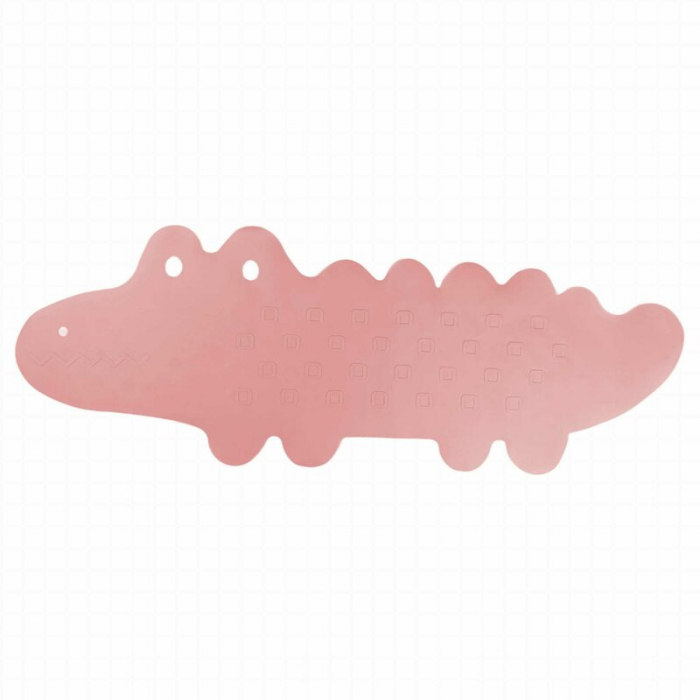 Covoras de baie, Bocioland, Antiderapant, Cu ventuze, Silicon, 33 x 90 cm, Crocodile Pink [2]