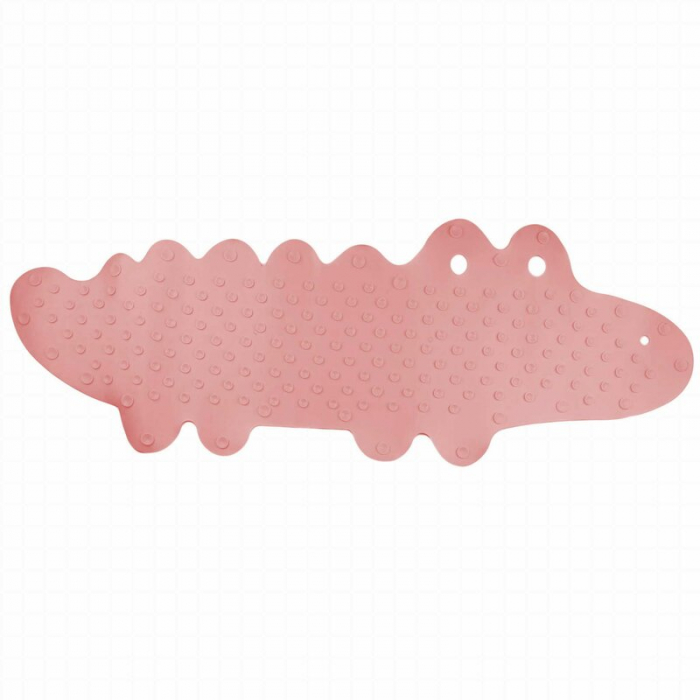 Covoras de baie, Bocioland, Antiderapant, Cu ventuze, Silicon, 33 x 90 cm, Crocodile Pink [3]