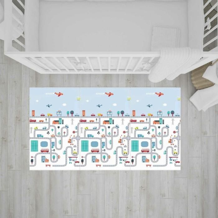 Covoras de joaca, Bocioland, City, Pliabil, Protectie impotriva loviturilor, Dimensiune mare, 200 x 150 cm, Cu Imprimeu [5]