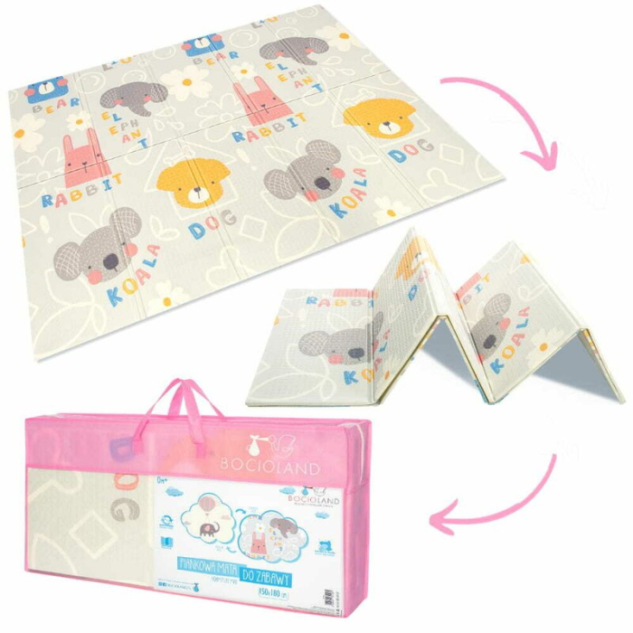 Covoras de joaca, Bocioland, Grey Elephant, Pliabil, Protectie impotriva loviturilor, Dimensiune mare, 180 x 150 cm, Cu [10]