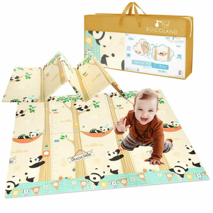 Covoras de joaca, Bocioland, Panda, Pliabil, Protectie impotriva loviturilor, Dimensiune mare, 180 x 150 cm, Cu [11]