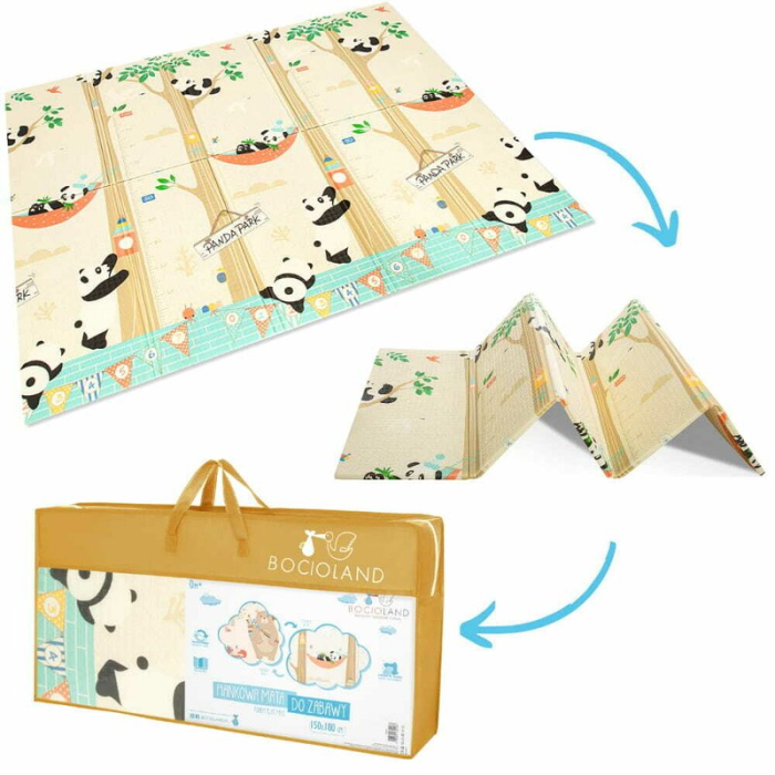 Covoras de joaca, Bocioland, Panda, Pliabil, Protectie impotriva loviturilor, Dimensiune mare, 180 x 150 cm, Cu [10]