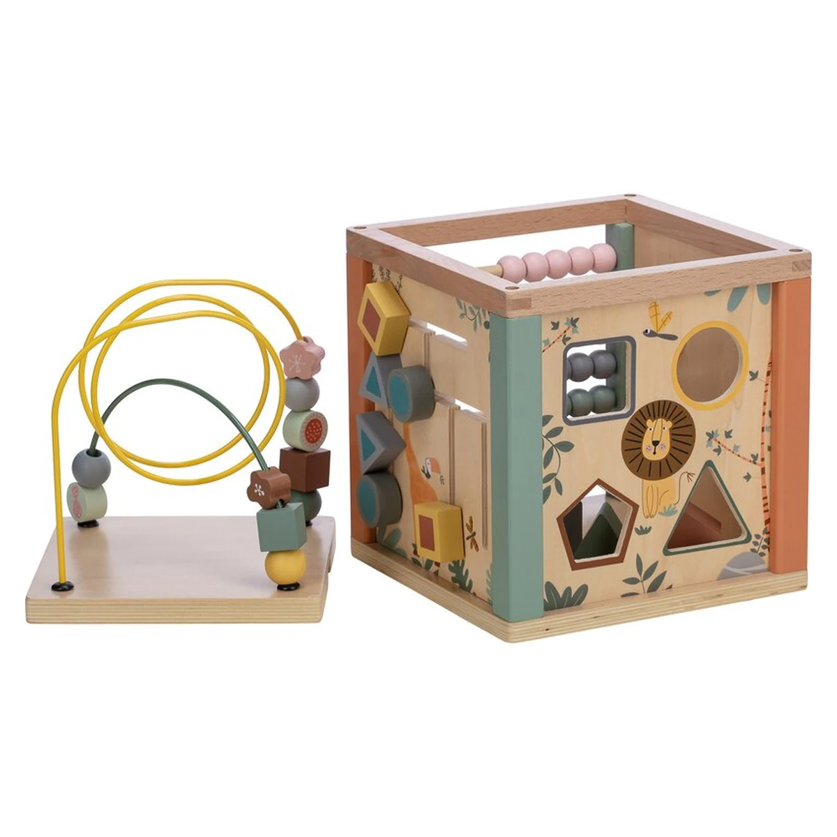 Cub mare de activitati pentru copii, Din lemn, Cu sortator de forme, Abac si alte activitati [4]