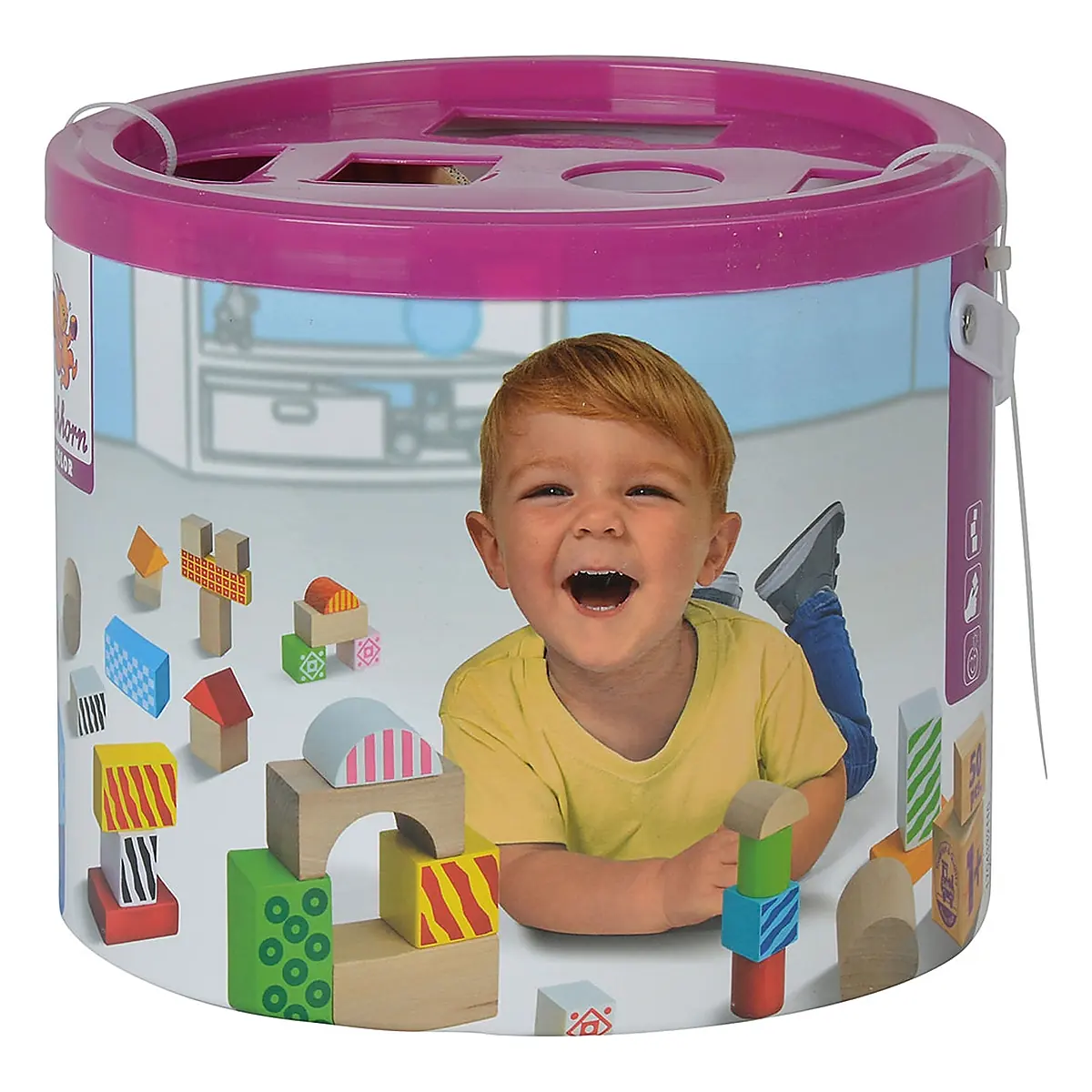 Cuburi de lemn in galetusa Wooden Blocks 50 piese Eichhorn 2 ani + [7]