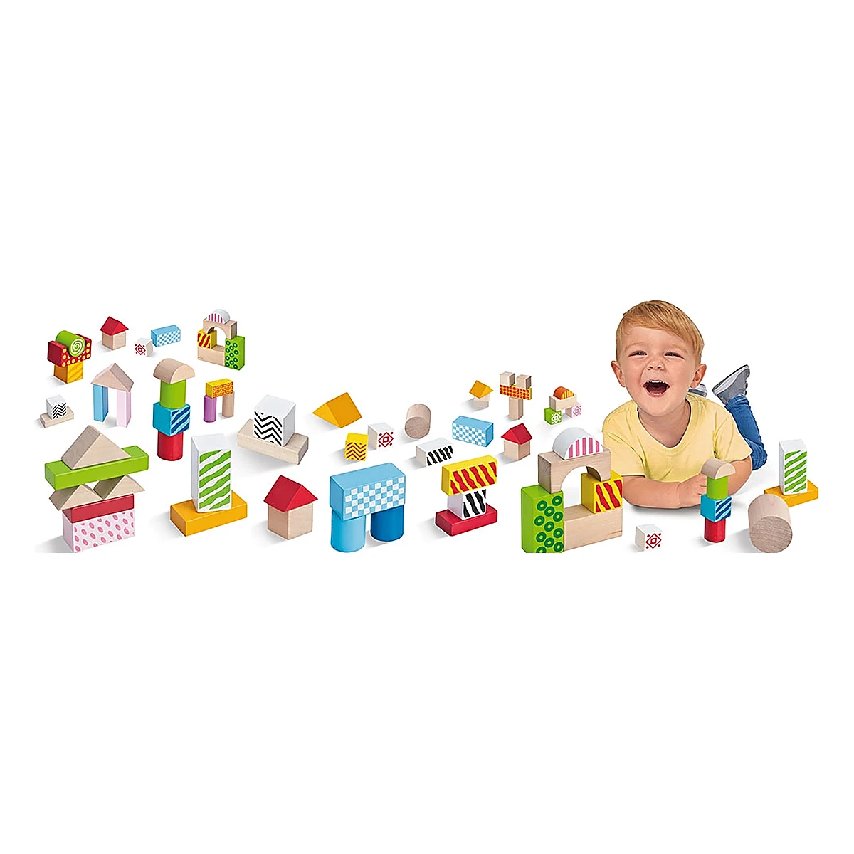 Cuburi de lemn in galetusa Wooden Blocks 50 piese Eichhorn 2 ani + [6]