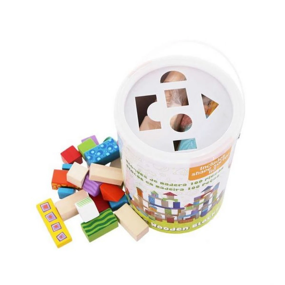 Cuburi din lemn, 100 bucati - Ecotoys [3]