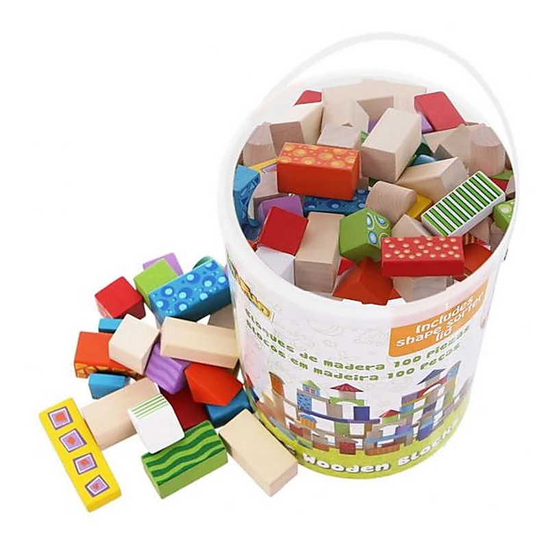 Cuburi din lemn, 100 bucati - Ecotoys [5]