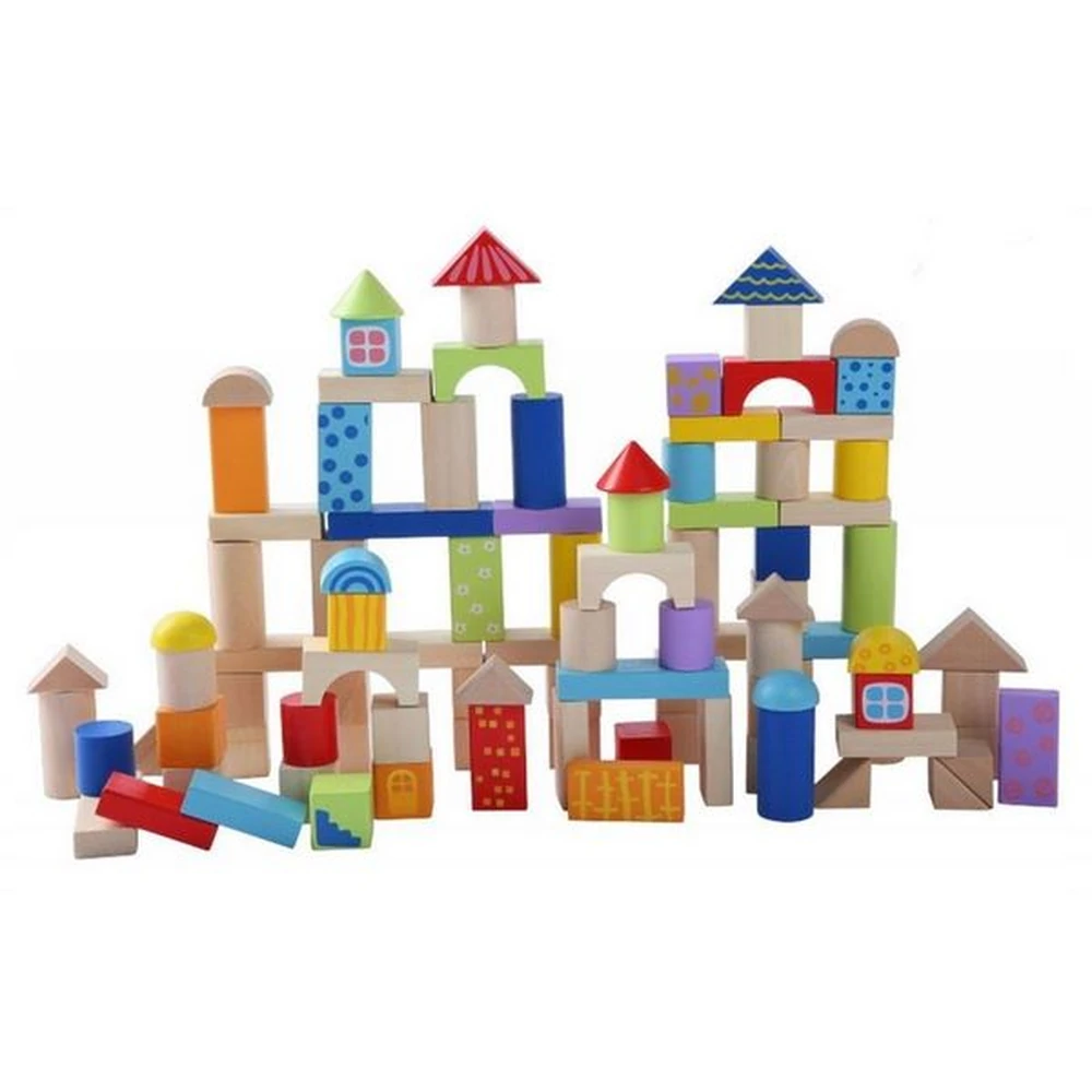 Cuburi din lemn, 100 bucati - Ecotoys [5]