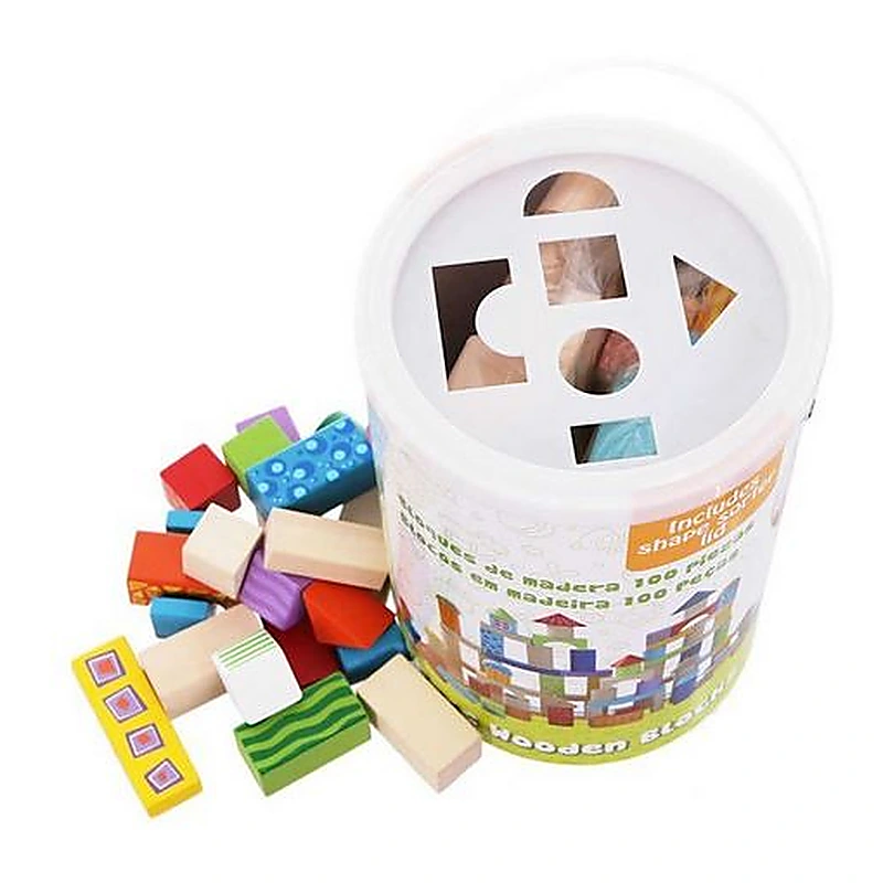 Cuburi din lemn, 100 bucati - Ecotoys [3]