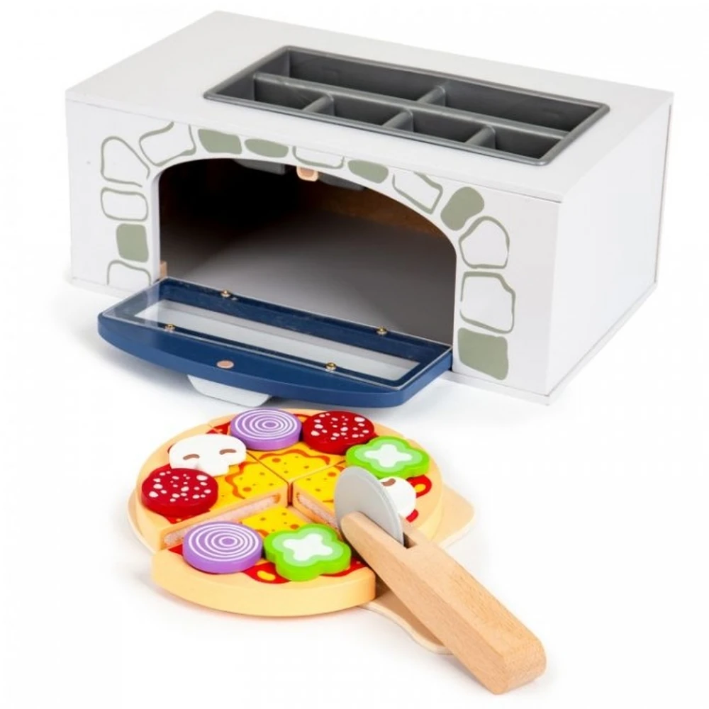 Cuptor pentru pizza din lemn + accesorii pentru bucatarie si alimente Ecotoys [1]