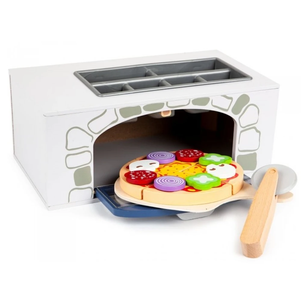 Cuptor pentru pizza din lemn + accesorii pentru bucatarie si alimente Ecotoys [3]