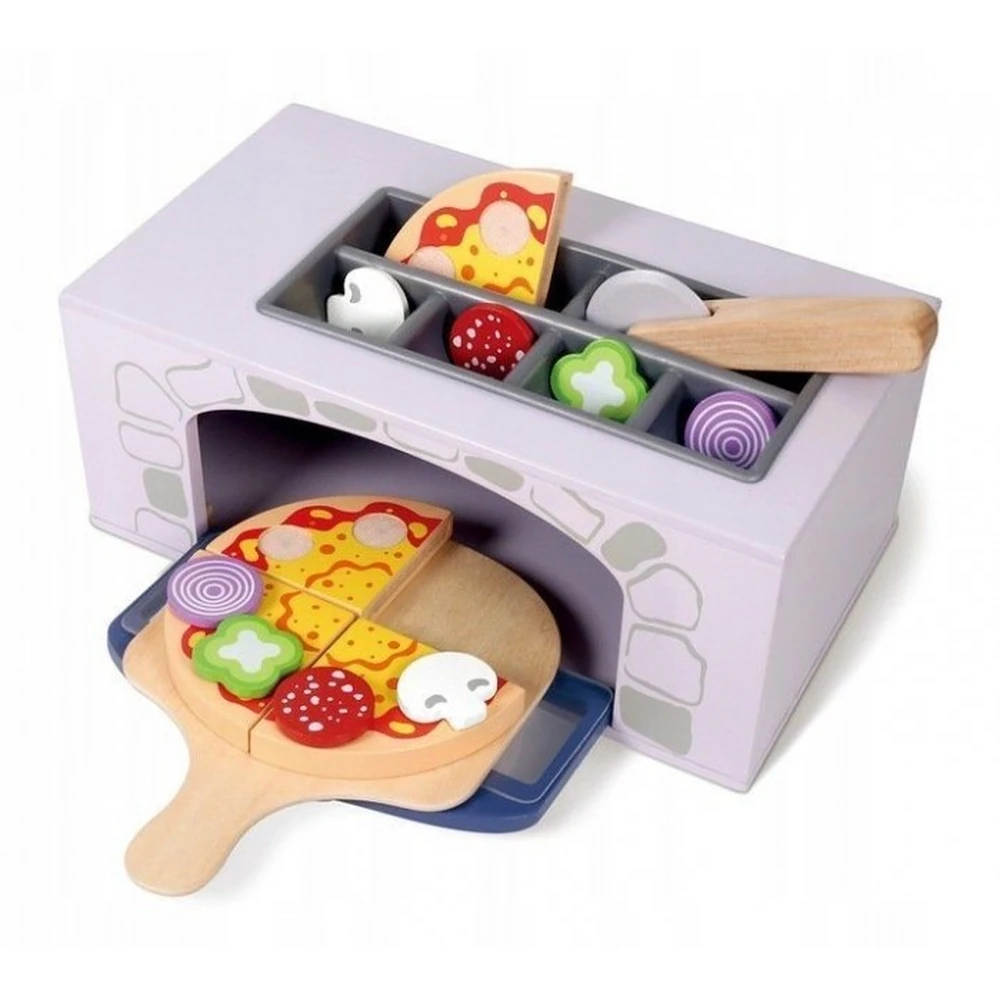 Cuptor pentru pizza din lemn + accesorii pentru bucatarie si alimente Ecotoys [5]