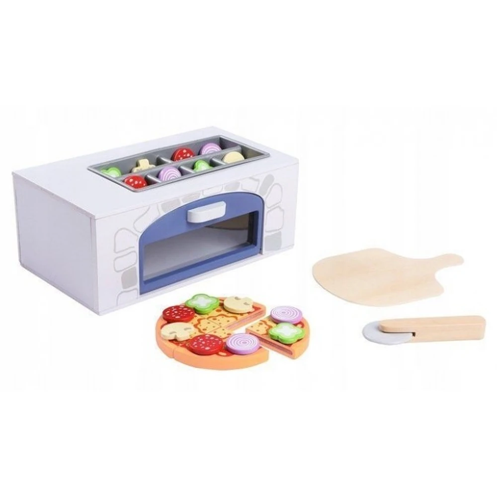 Cuptor pentru pizza din lemn + accesorii pentru bucatarie si alimente Ecotoys [4]