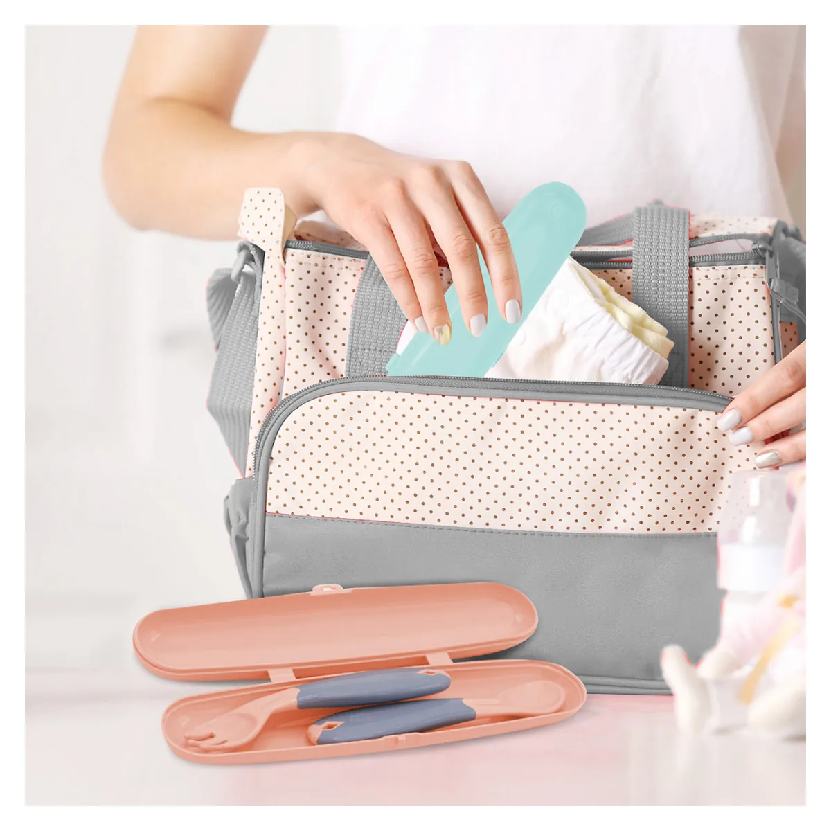 Cutie pentru depozitare tacamuri BabyJem, Roz [3]