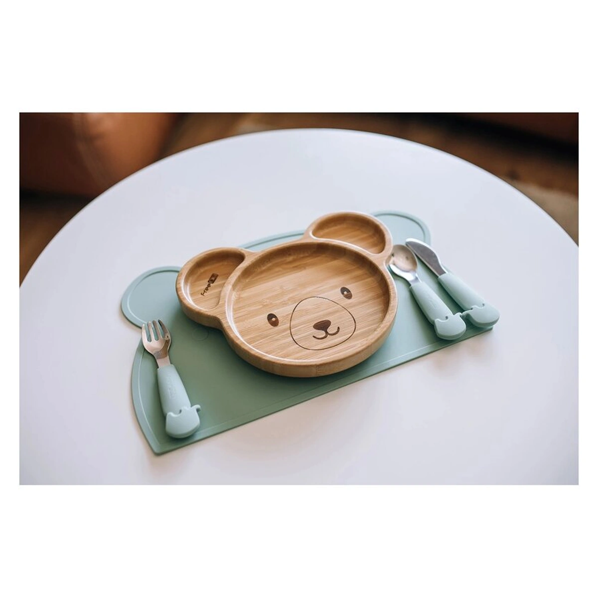 Farfurie compartimentata din bambus, Cu ventuza - Bear [4]