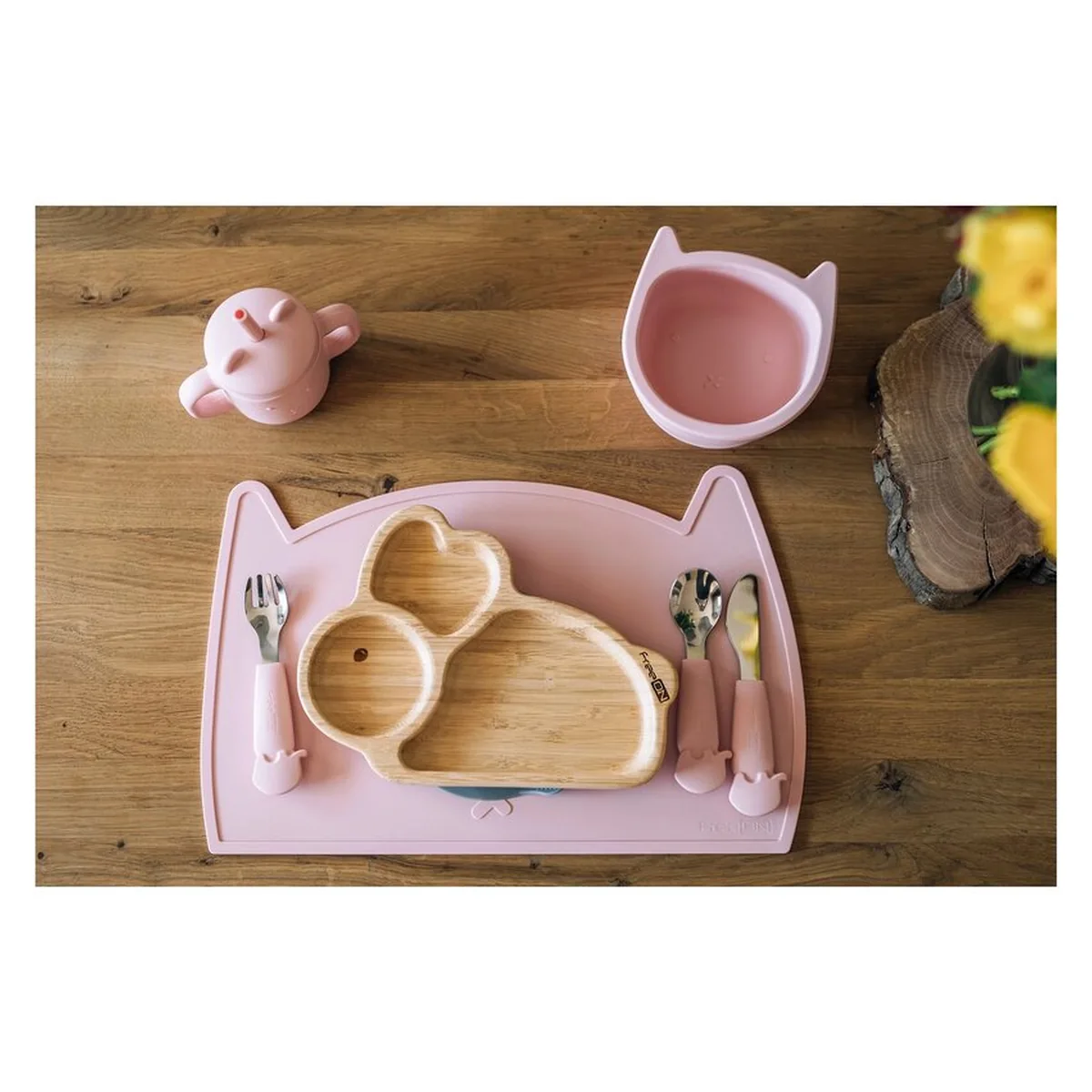 Farfurie compartimentata din bambus, Cu ventuza - Bunny [4]