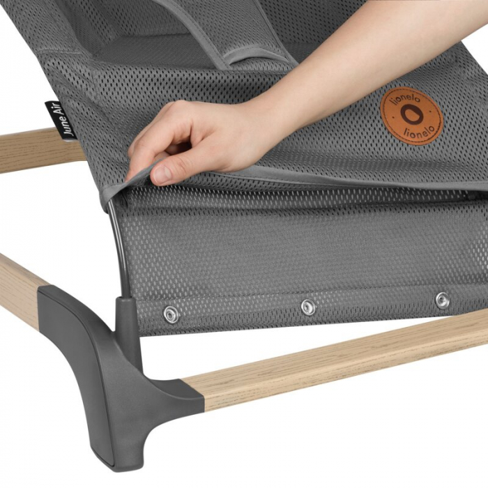 Fotoliu balansoar June AIR, Cu arcada cu jucarii, Ergonomic, Permite circulatia aerului, Balansare manuala, Pliabil, 0 luni+, Gri [8]