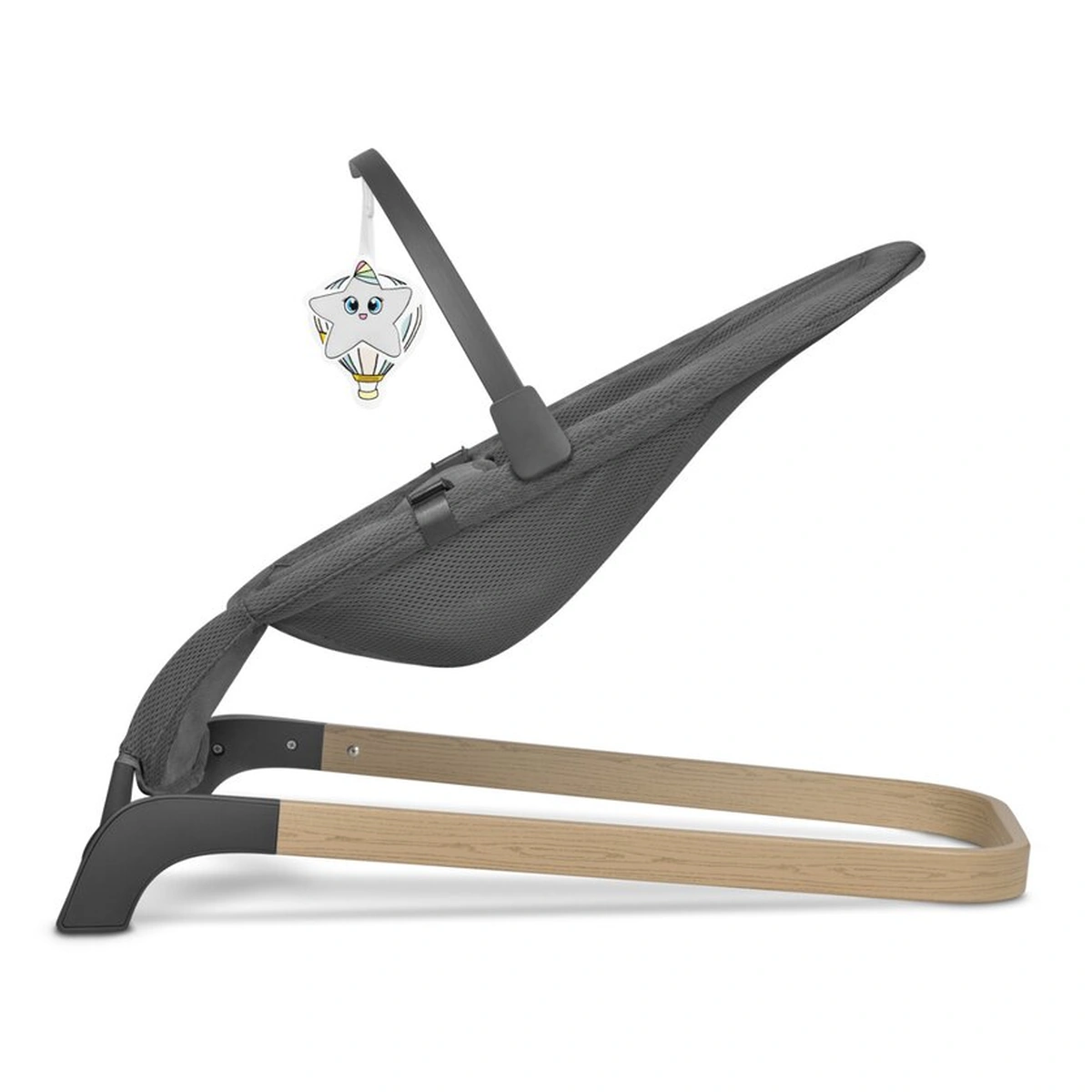 Fotoliu balansoar June AIR, Cu arcada cu jucarii, Ergonomic, Permite circulatia aerului, Balansare manuala, Pliabil, 0 luni+, Gri [6]