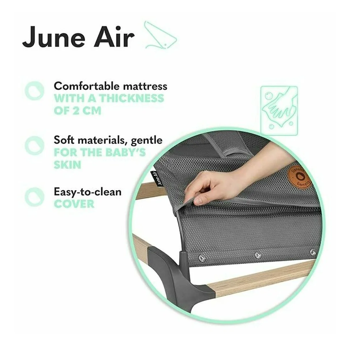 Fotoliu balansoar June AIR, Cu arcada cu jucarii, Ergonomic, Permite circulatia aerului, Balansare manuala, Pliabil, 0 luni+, Gri [14]