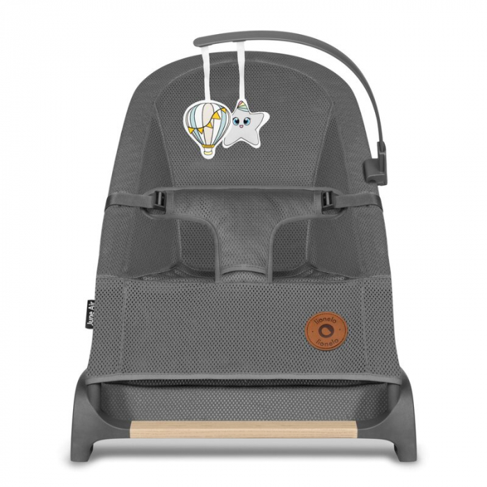 Fotoliu balansoar June AIR, Cu arcada cu jucarii, Ergonomic, Permite circulatia aerului, Balansare manuala, Pliabil, 0 luni+, Gri [4]