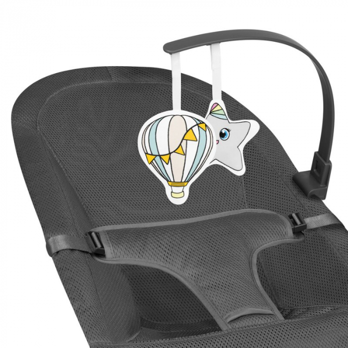 Fotoliu balansoar June AIR, Cu arcada cu jucarii, Ergonomic, Permite circulatia aerului, Balansare manuala, Pliabil, 0 luni+, Gri [9]