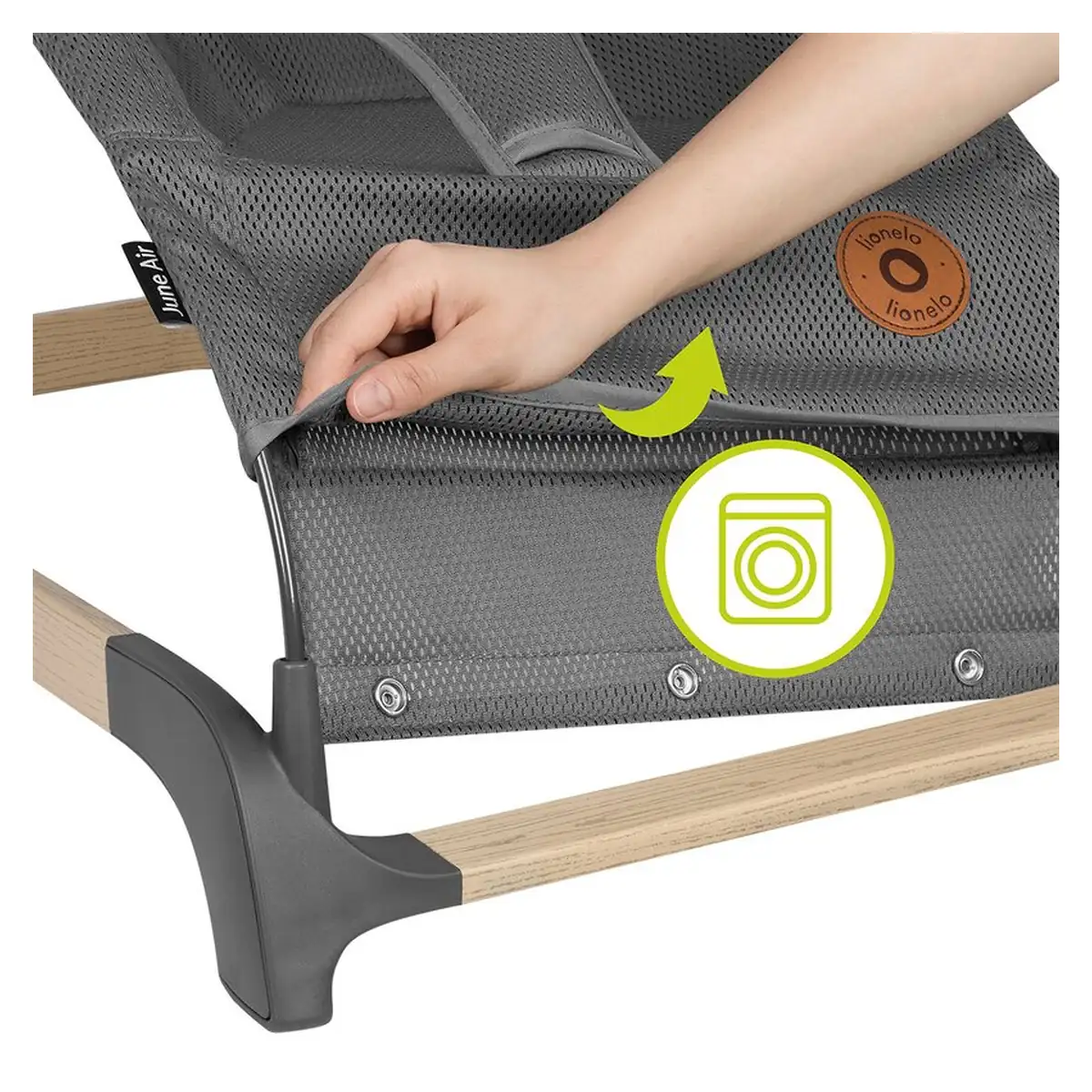 Fotoliu balansoar June AIR, Cu arcada cu jucarii, Ergonomic, Permite circulatia aerului, Balansare manuala, Pliabil, 0 luni+, Gri [15]