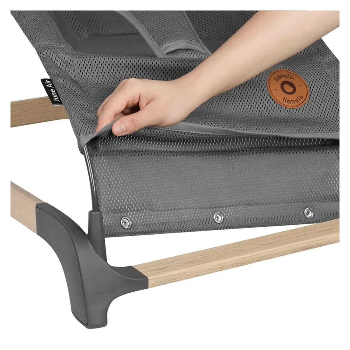 Fotoliu balansoar June AIR, Cu arcada cu jucarii, Ergonomic, Permite circulatia aerului, Balansare manuala, Pliabil, 0 luni+, Gri [9]