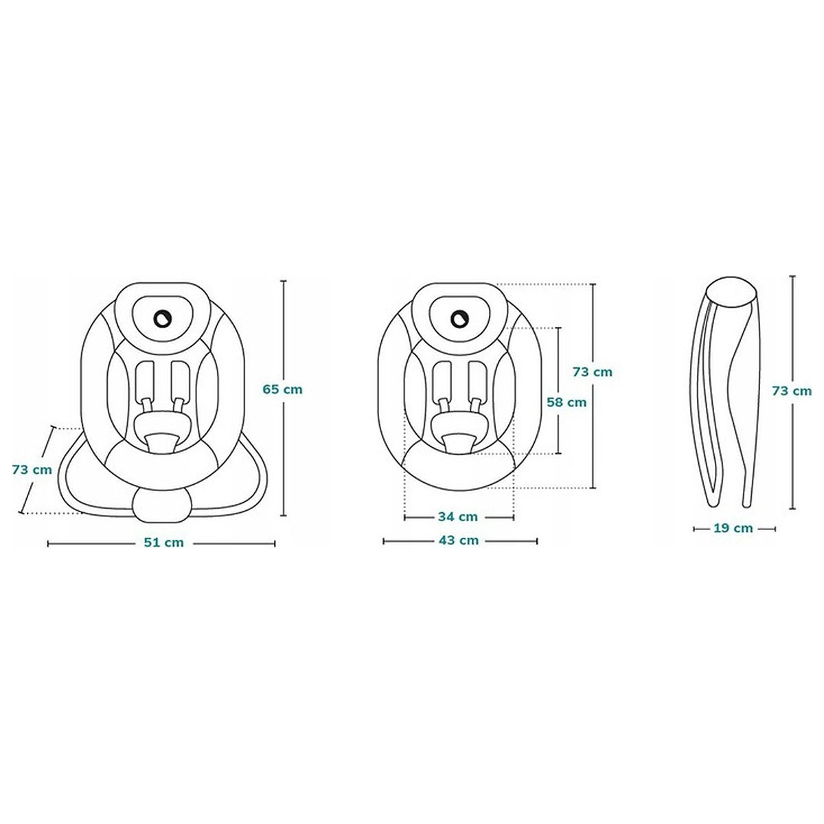 Fotoliu balansoar, Lionelo, Cu vibratii, Pascal Scandi, Cu 12 melodii linistitoare, Pliabil, 80x49 cm, Gri Deschis [14]