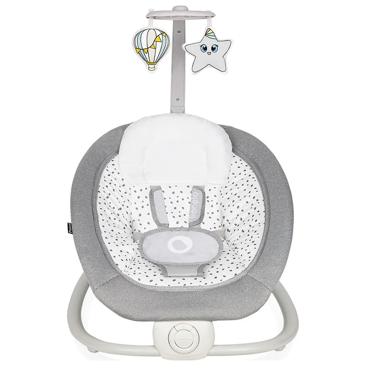 Fotoliu balansoar, Lionelo, Cu vibratii, Pascal Scandi, Cu 12 melodii linistitoare, Pliabil, 80x49 cm, Gri Deschis [4]