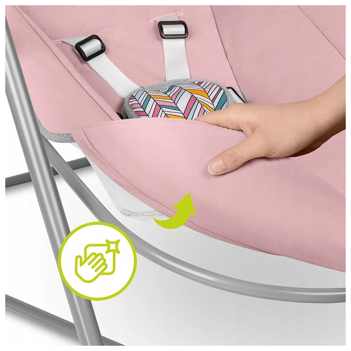 Fotoliu balansoar, Lionelo, Otto Cozy, Cu melodii, Cu 5 viteze de balansare, Cu temporizator, 57x55 cm, Roz 2 ani [7]