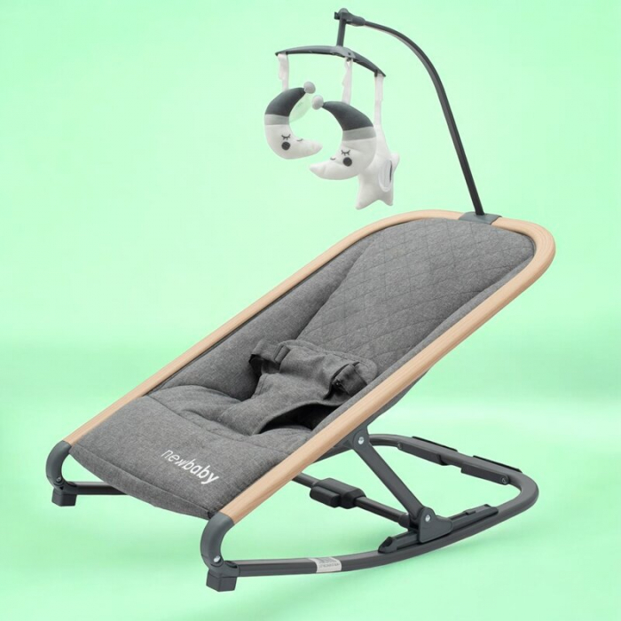 Fotoliu balansoar, New Baby, Snuggle, Pana la 9 kg, Arcada cu jucarii detasabile, Pliabil, 0 luni+, Grey [4]