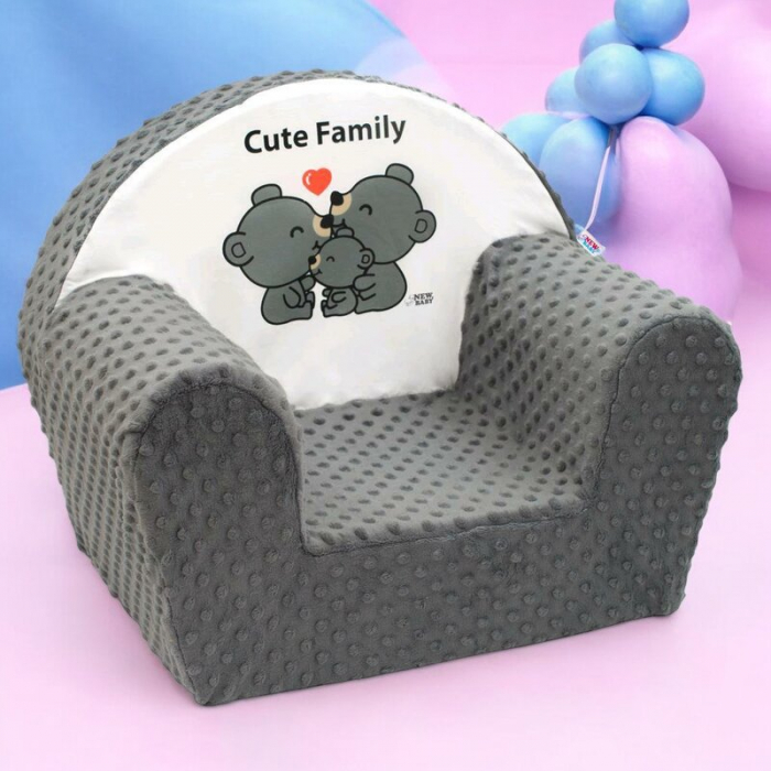 Fotoliu pentru copii, New Baby, Cute Family, 9 luni - 5 ani, Cu Husa detasabila, Gray [2]