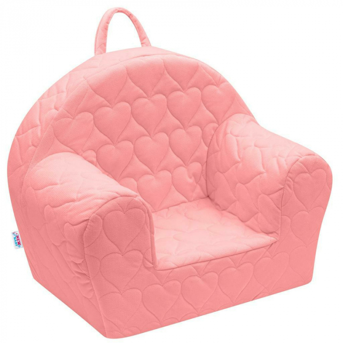 Fotoliu pentru copii, New Baby, Hearts, Cu buzunar lateral si Husa detasabila, 9 luni - 5 ani, Pink [1]