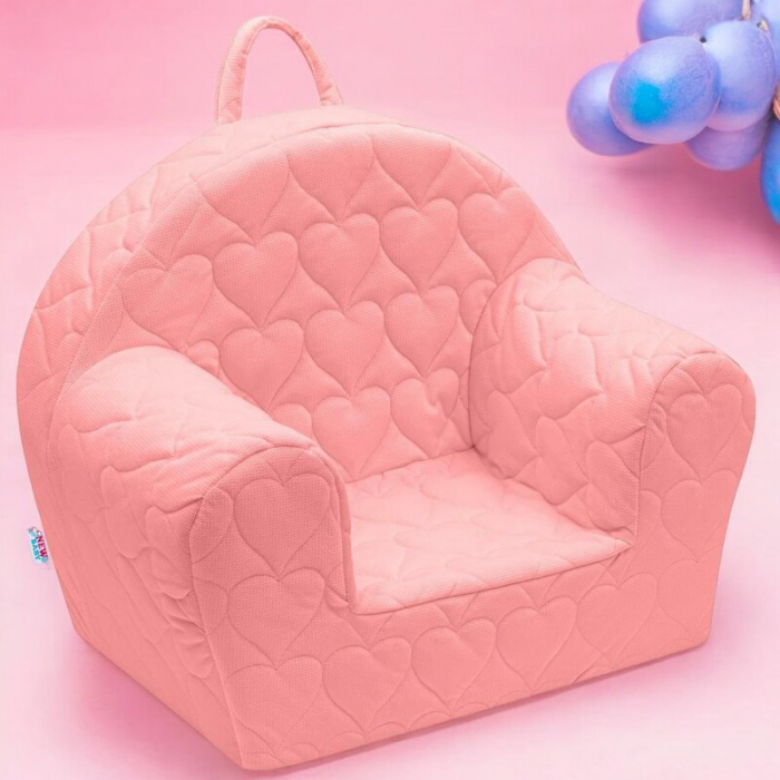 Fotoliu pentru copii, New Baby, Hearts, Cu buzunar lateral si Husa detasabila, 9 luni - 5 ani, Pink [2]