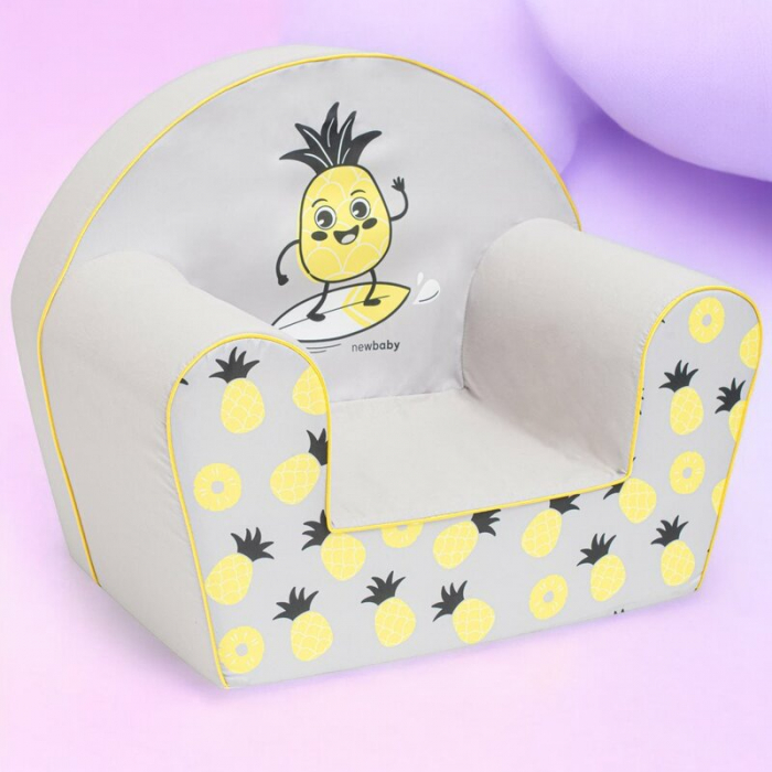 Fotoliu din burete pentru copii, New Baby, 42x53, husa din bumbac, 9 luni - 5 ani, Pineapple [2]