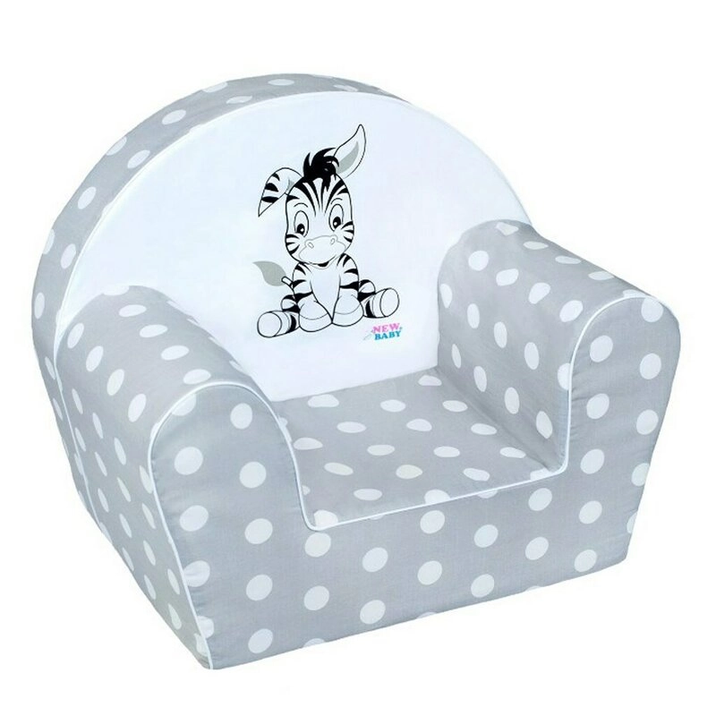 Fotoliu din burete pentru copii, New Baby, 42x53, husa din bumbac, 9 luni - 5 ani, Zebra Grey [1]