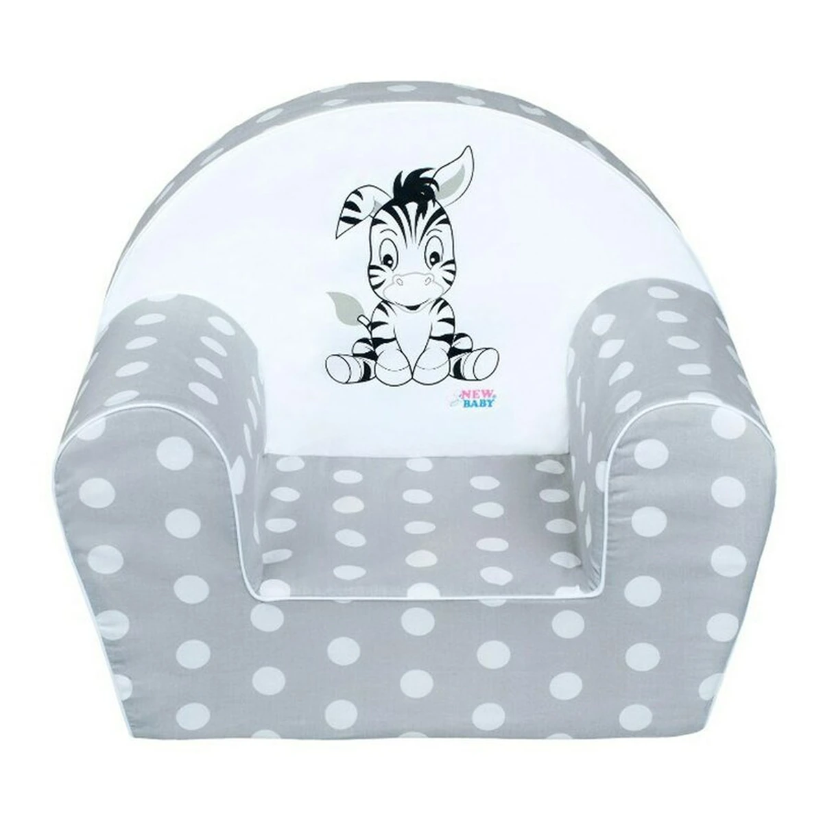 Fotoliu din burete pentru copii, New Baby, 42x53, husa din bumbac, 9 luni - 5 ani, Zebra Grey [2]