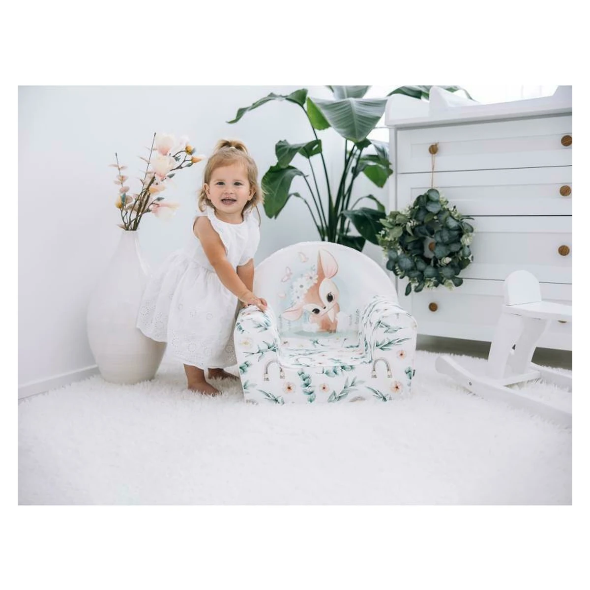 Fotoliu pentru copii, Bubaba, Yellow Hearts, 9 luni - 5 ani, Cu Husa detasabila [3]