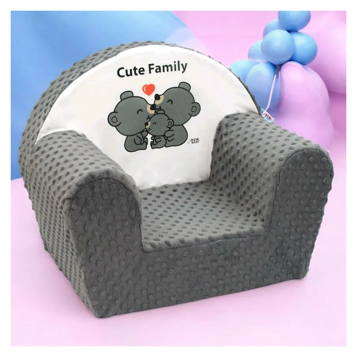Fotoliu pentru copii, New Baby, Cute Family, 9 luni - 5 ani, Cu Husa detasabila, Gray [2]