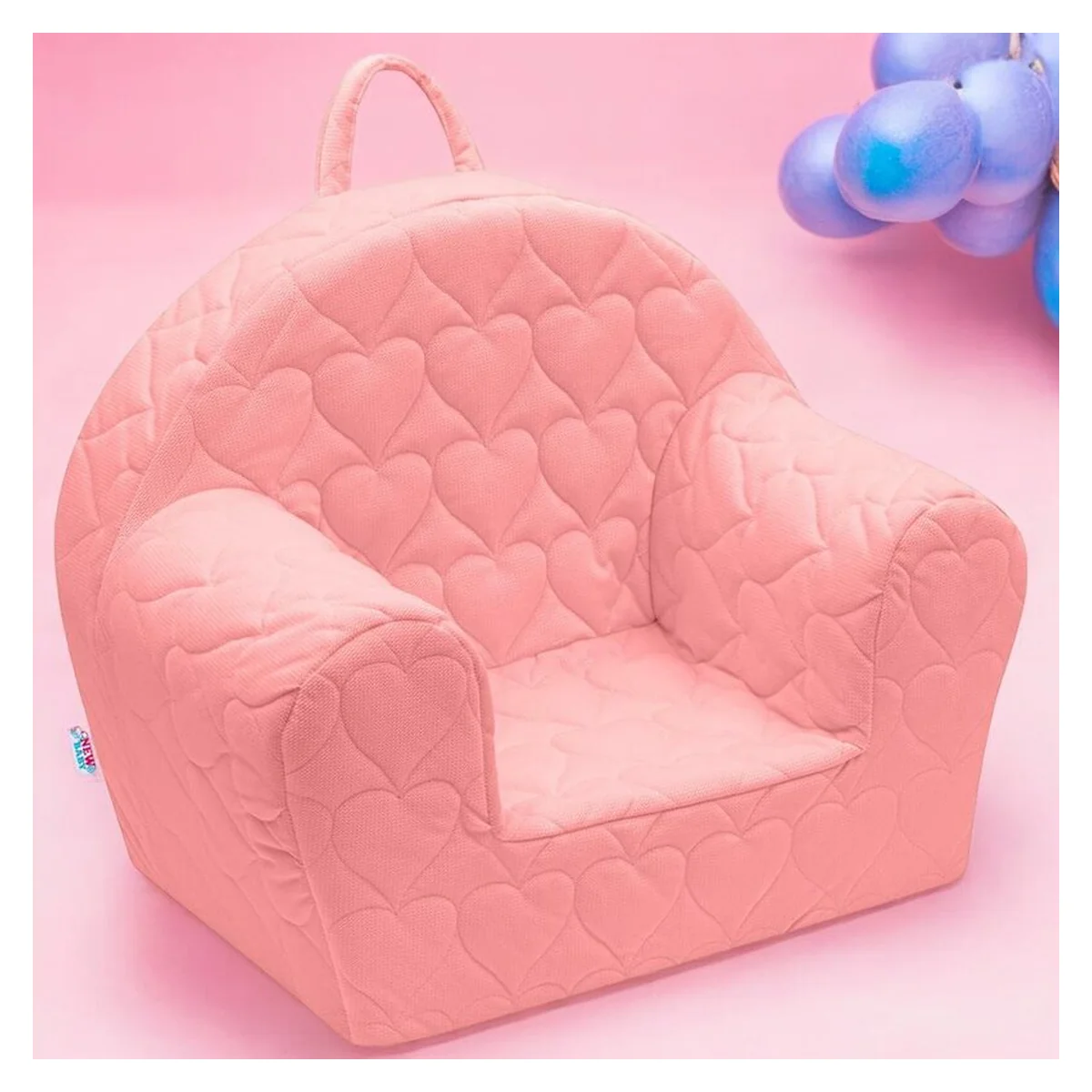 Fotoliu pentru copii, New Baby, Hearts, Cu buzunar lateral si Husa detasabila, 9 luni - 5 ani, Pink [2]