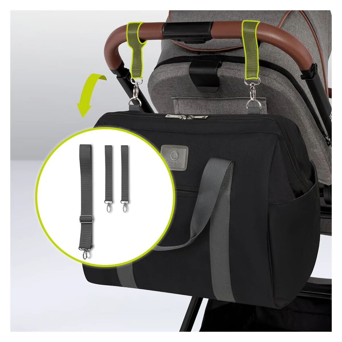 Geanta pentru mamici Ida Cu multiple compartimente, Negru [16]