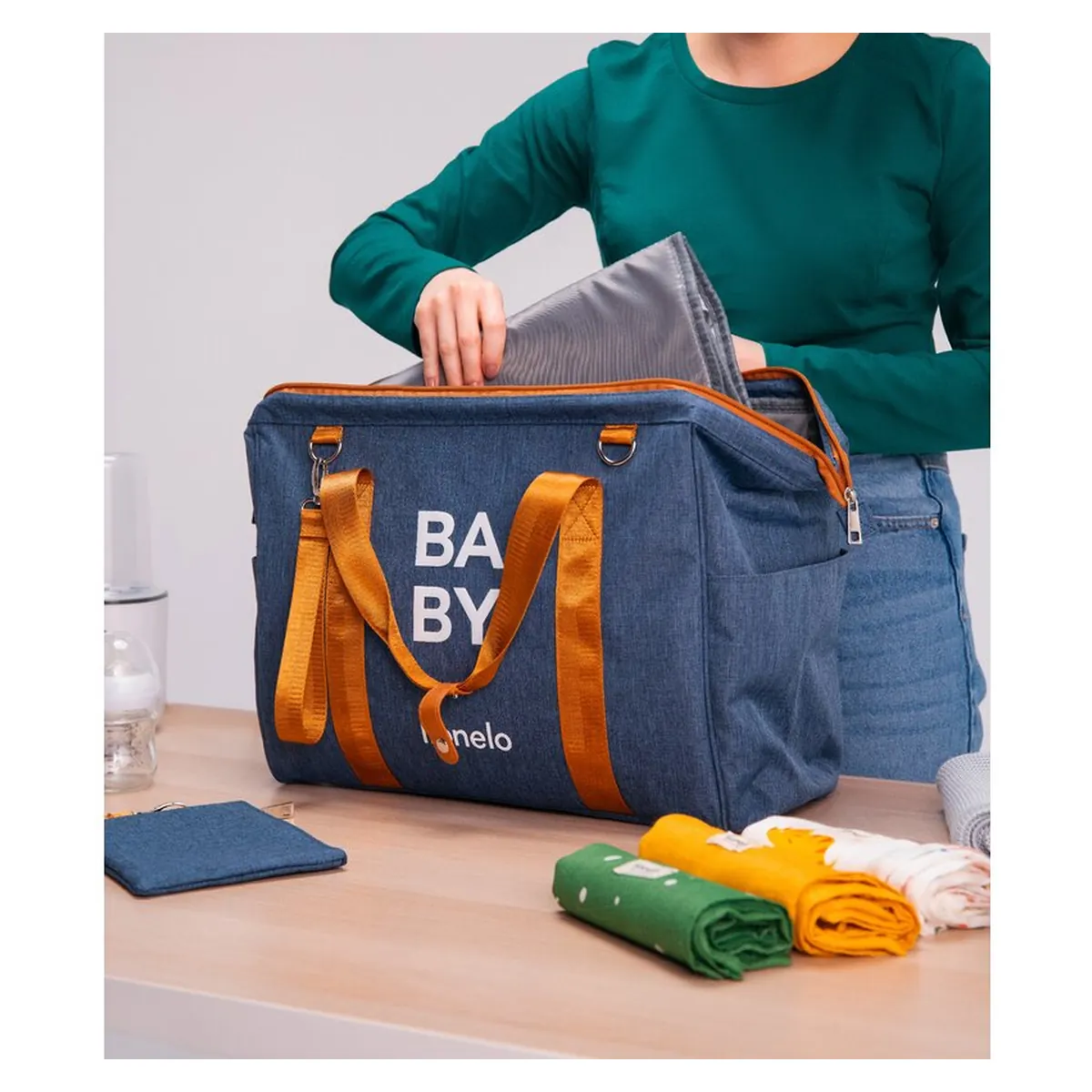 Geanta pentru mamici, Lionelo, Ida, Cu multiple compartimente, Albastru [17]