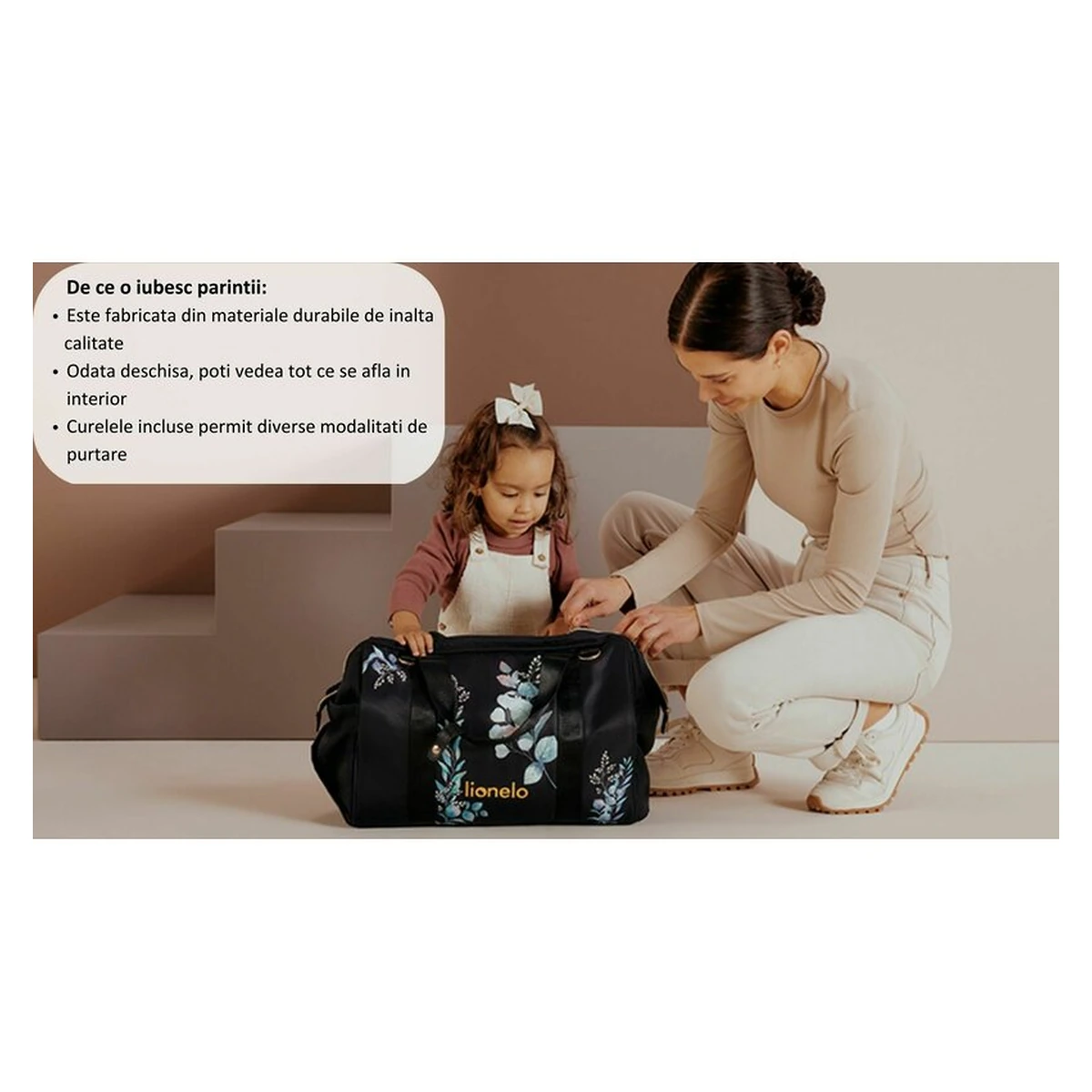 Geanta pentru mamici, Lionelo, Ida, Cu multiple compartimente, Albastru [22]